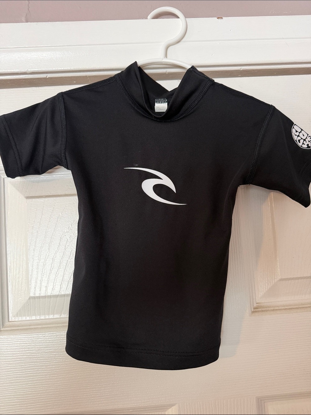 Rip Curl Kids Black Rashguard with White Wave Logo
